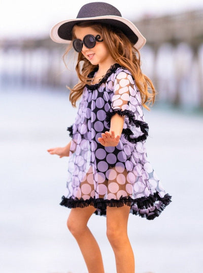 Kids Resort Wear | Girls Swimsuit Cover Up | Sheer Polka Dot Cover Up