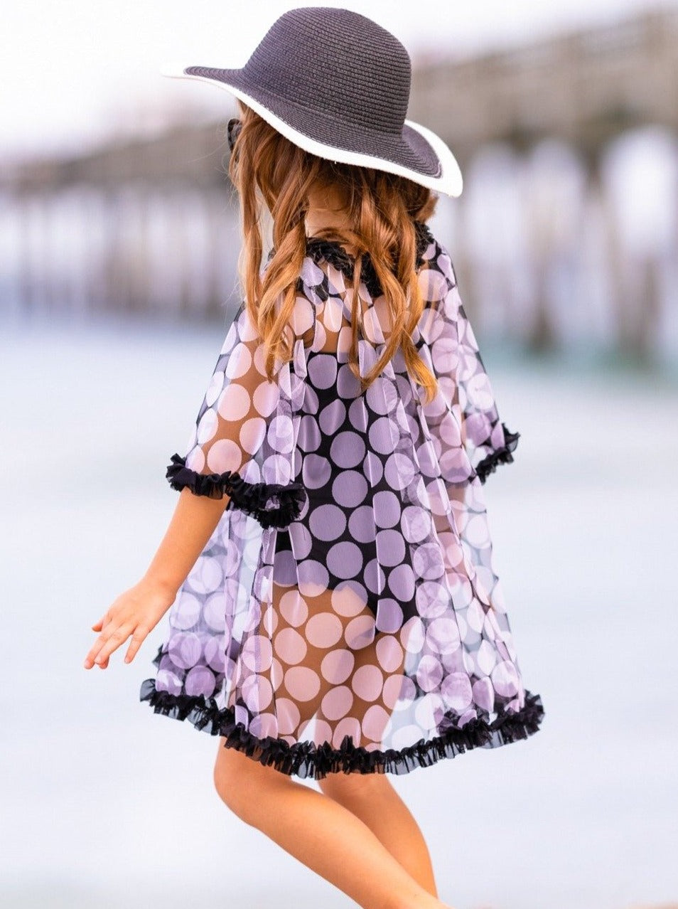 Kids Resort Wear | Girls Swimsuit Cover Up | Sheer Polka Dot Cover Up