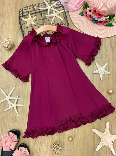 Kids Resort Swimwear | Little Girls Sheer Ruffle Hem Cover Up