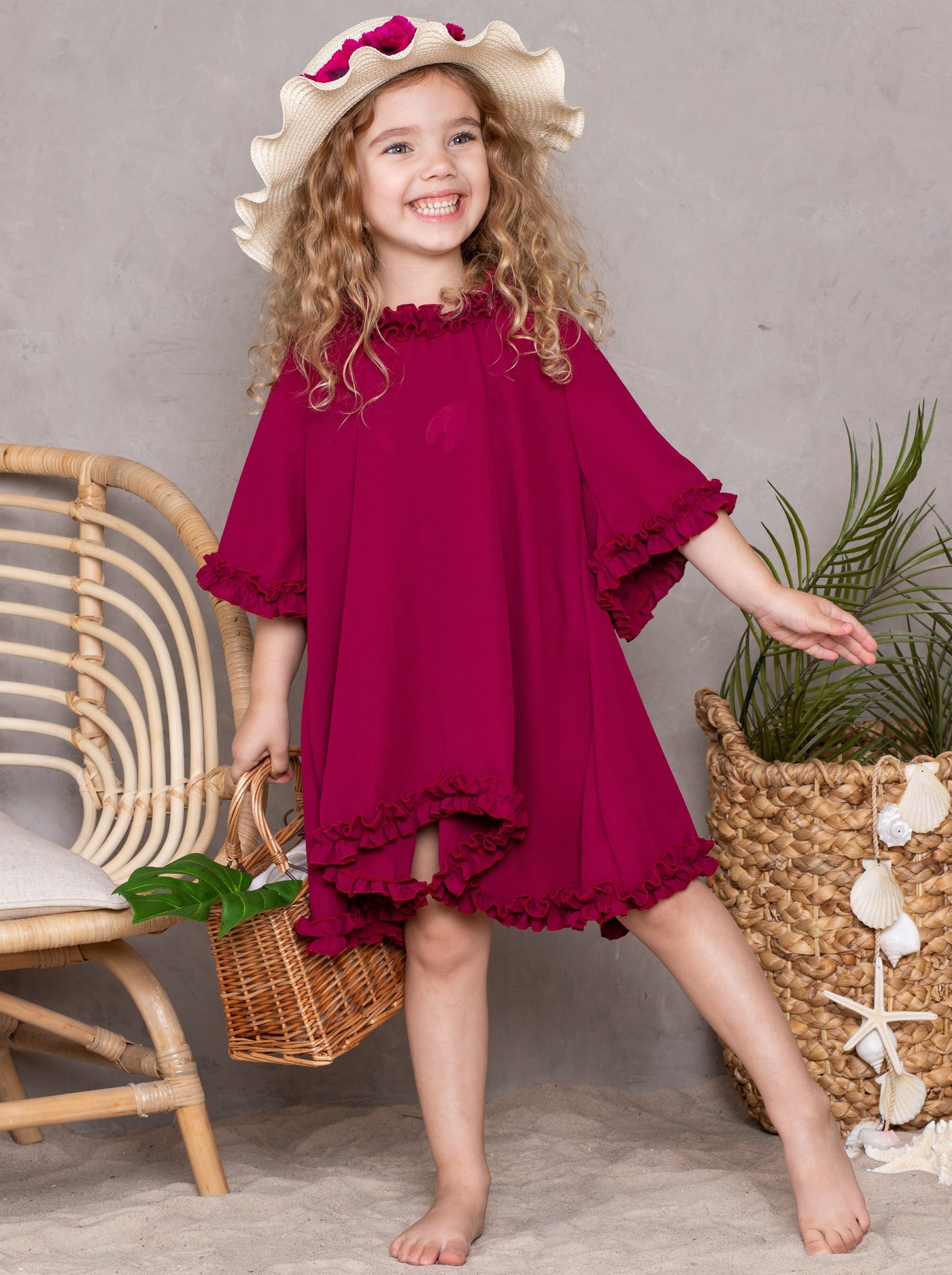 Kids Resort Swimwear | Little Girls Sheer Ruffle Hem Cover Up