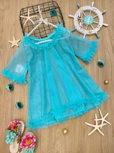 Kids Resort Wear | Little Girls Sheer Ruffle Hem Cover Up