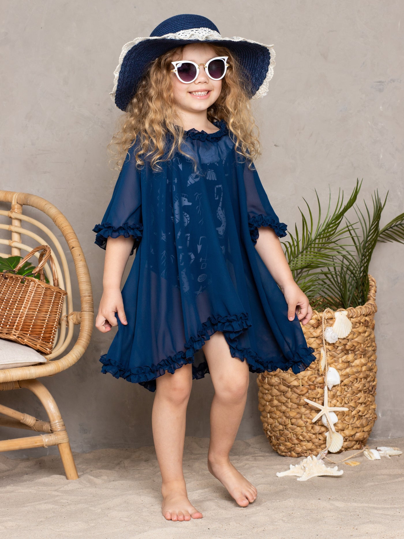 Kids Resort Wear | Little Girls Sheer Ruffle Hem Cover Up