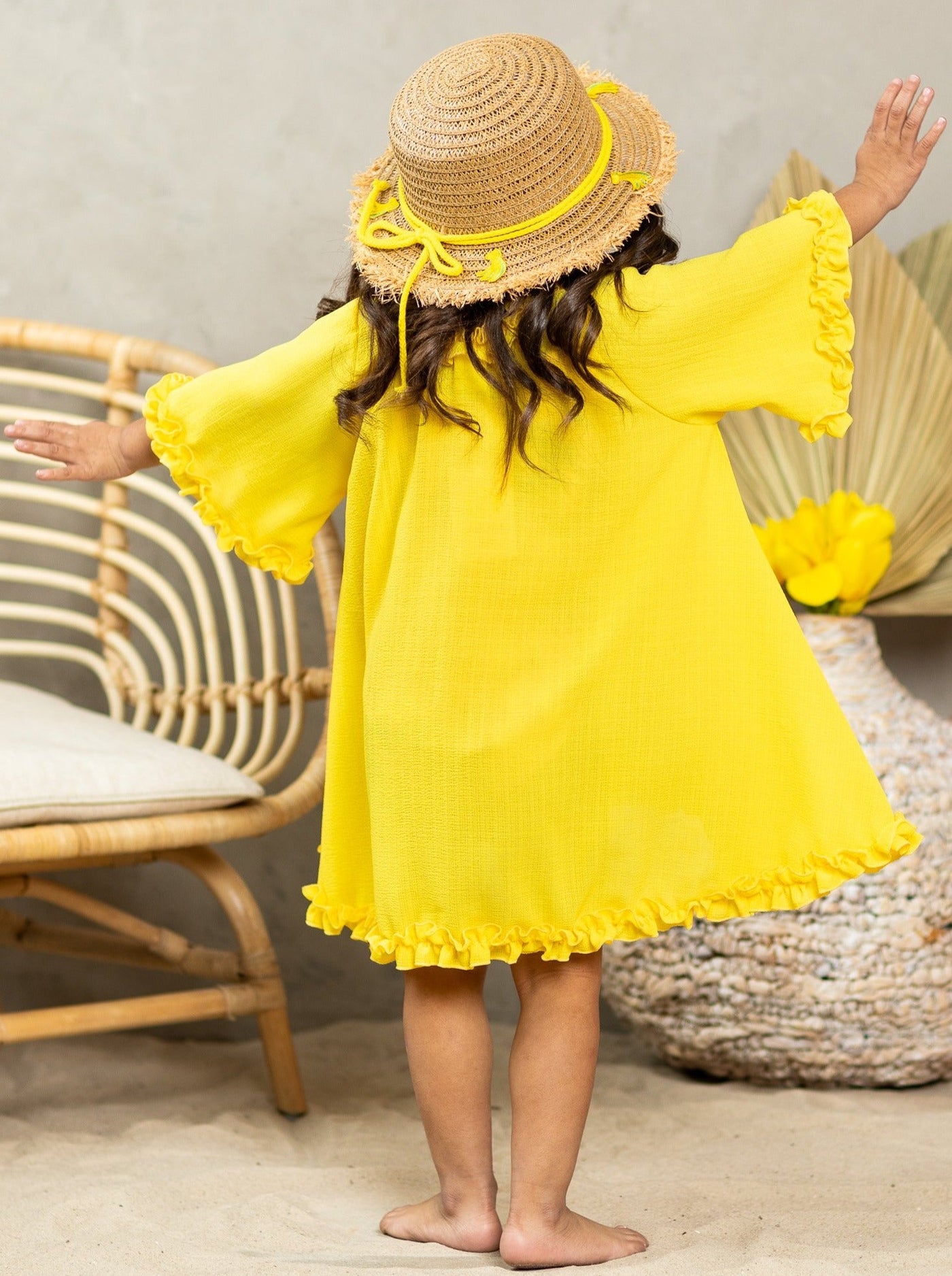 Kids Resort Swimwear | Little Girls Sheer Ruffle Hem Cover Up