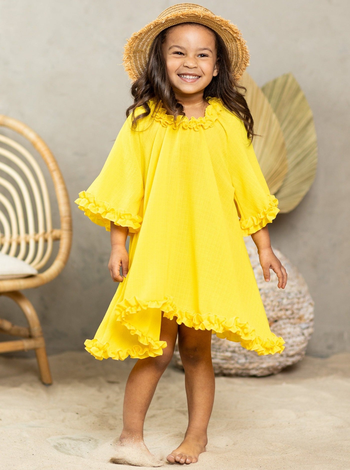 Kids Resort Swimwear | Little Girls Sheer Ruffle Hem Cover Up