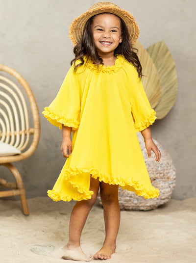 Kids Resort Swimwear | Little Girls Sheer Ruffle Hem Cover Up