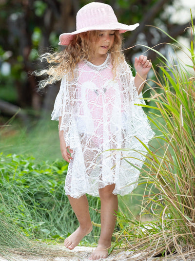 Mommy & Me Resort Wear | Matching Ivory Lace Kaftan Swim Cover Up