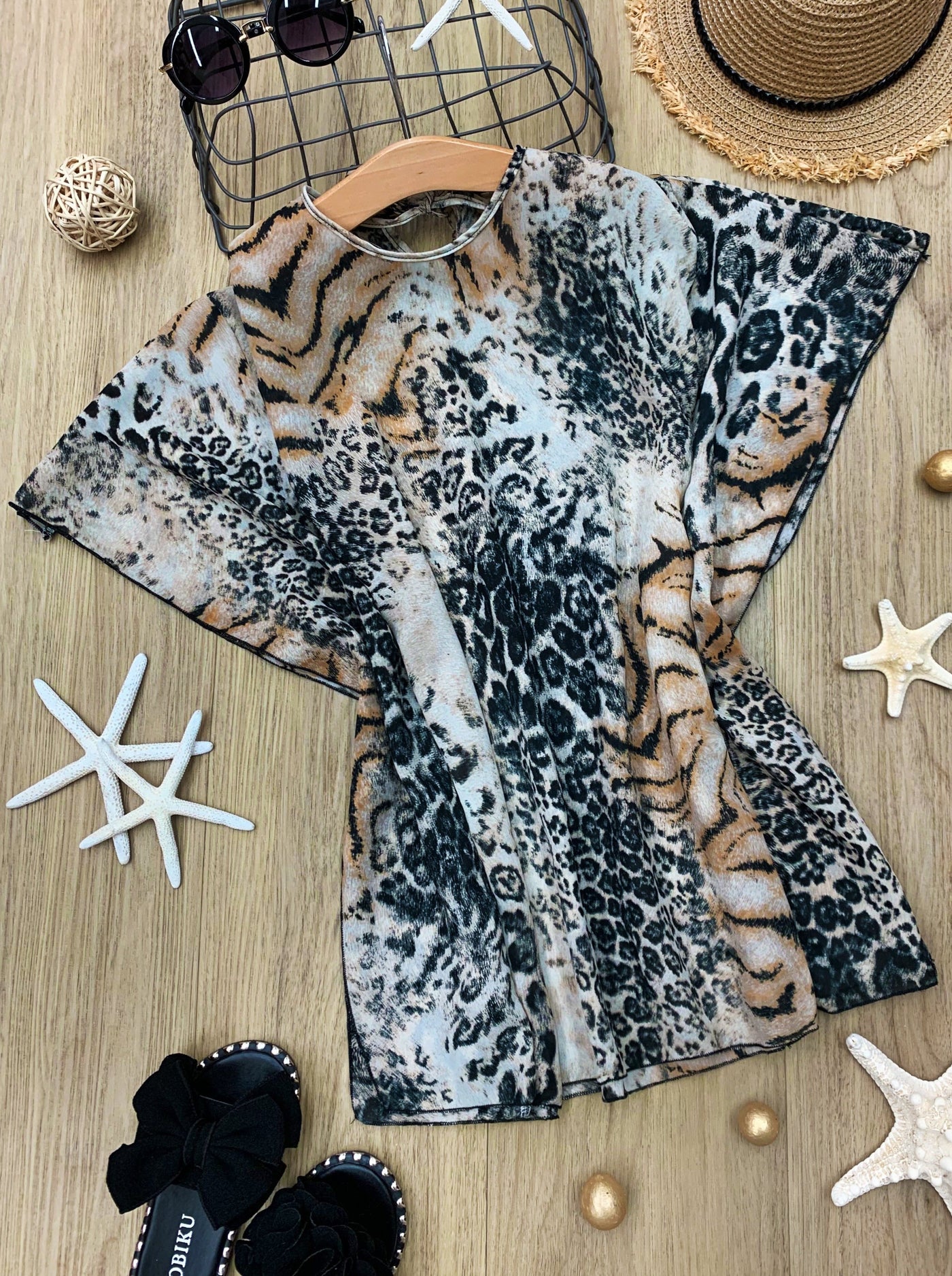 Kids Resort Wear | Toddler Girls Animal Print Swim Cover Up