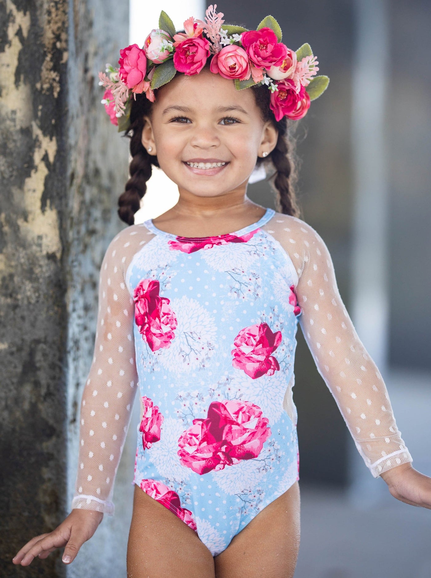 Toddler Rash Guard Swimsuit | Girls Rose Print One Piece SwimsuitToddler Rash Guard Swimsuit | Girls Floral One Piece Swimsuit