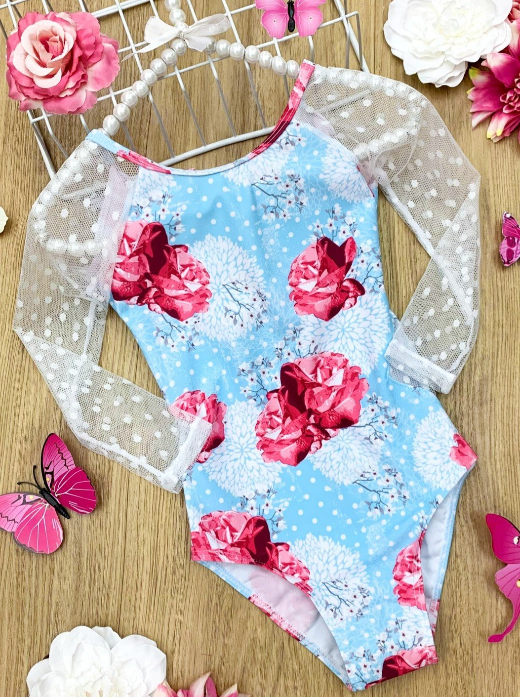 Toddler Rash Guard Swimsuit | Girls Floral One Piece Swimsuit