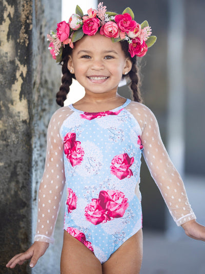 Toddler Rash Guard Swimsuit | Girls Rose Print One Piece SwimsuitToddler Rash Guard Swimsuit | Girls Floral One Piece Swimsuit