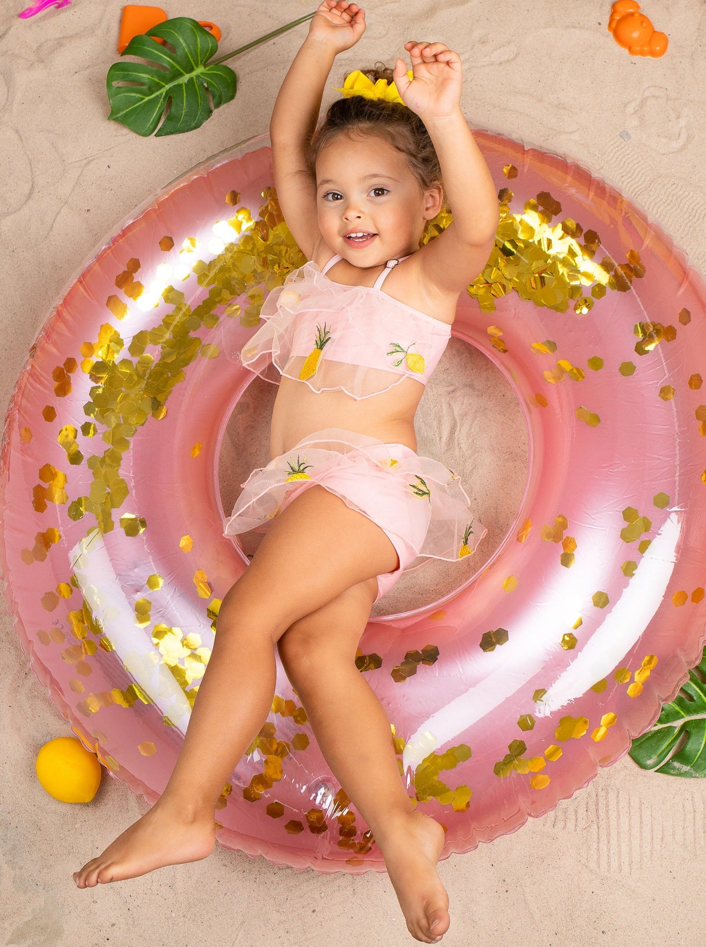 Two-Piece Girls Swimsuits | Girls Ruffled Skirted Tankini Swimsuit 