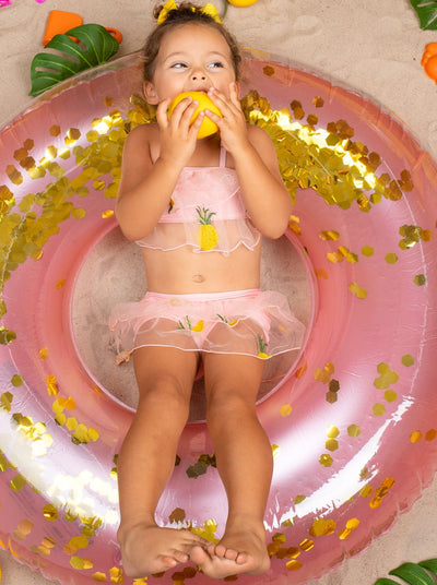 Two-Piece Girls Swimsuits | Girls Ruffled Skirted Tankini Swimsuit 