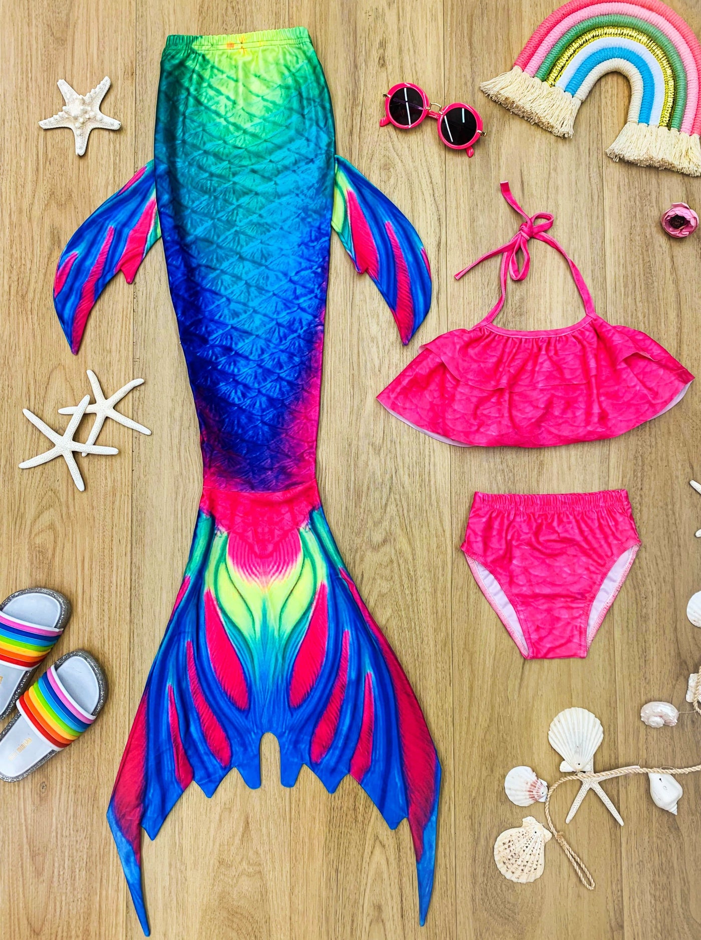 Toddler Mermaid Swimsuits | Girls Mermaid Three Piece Monofin Swimsuit