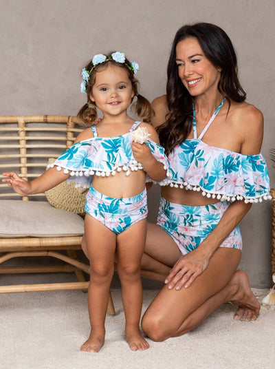 Mommy & Me Swimwear | Matching Tropical Print Two Piece Swimsuit