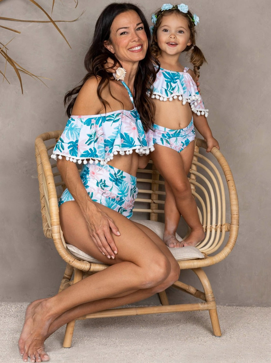 Mommy & Me Swimwear | Matching Tropical Print Two Piece Swimsuit