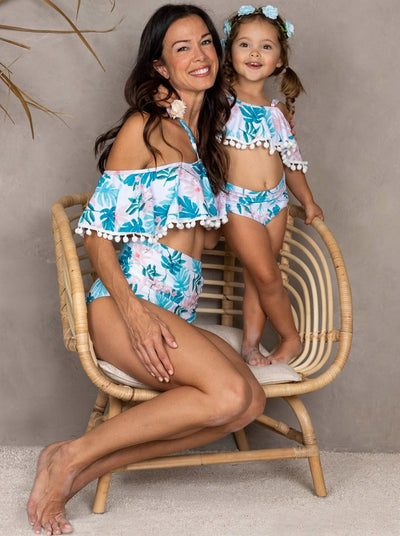 Mommy & Me Swimwear | Matching Tropical Print Two Piece Swimsuit