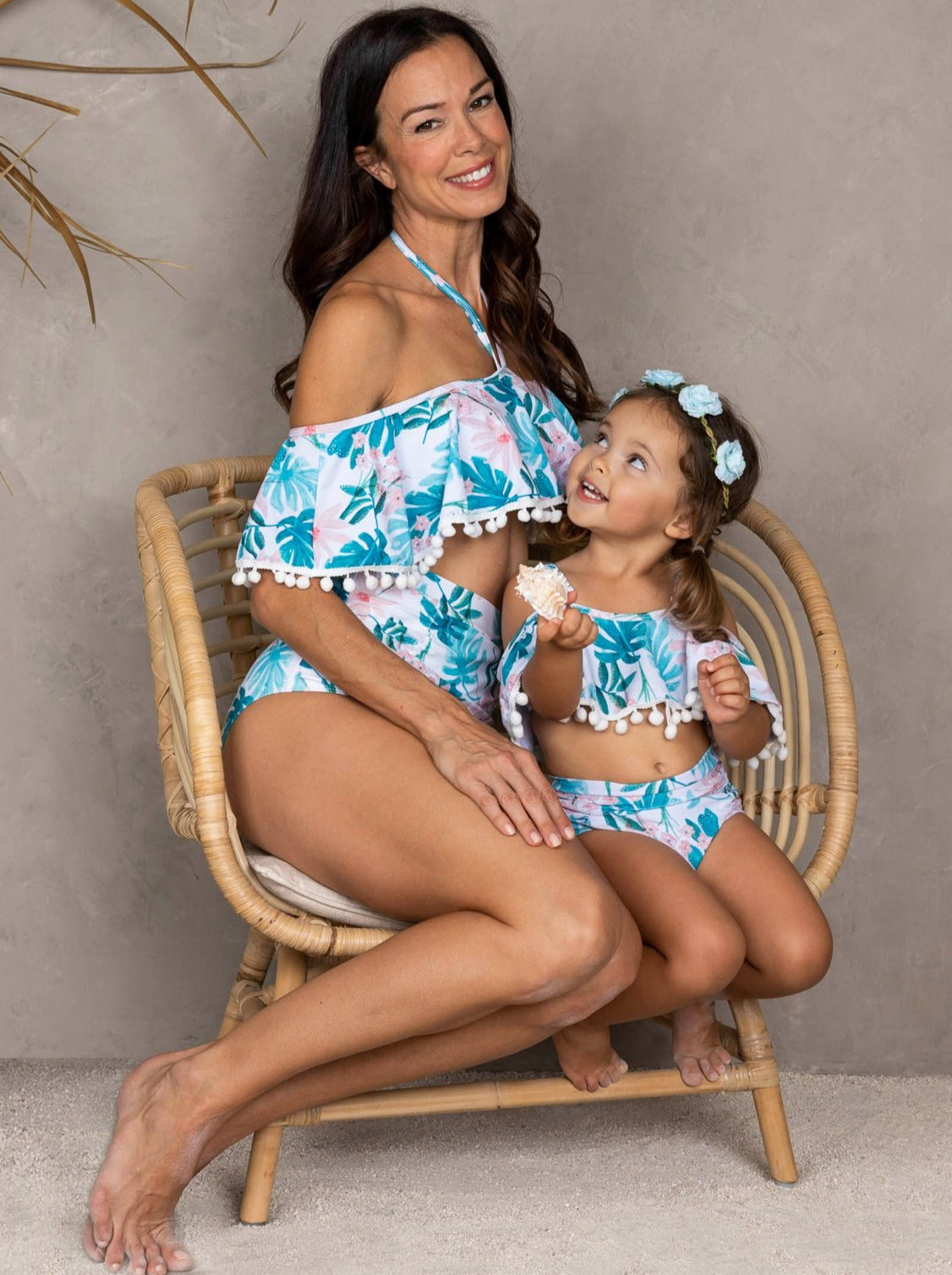 Mommy & Me Swimwear | Matching Tropical Print Two Piece Swimsuit