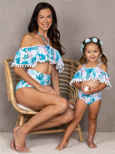 Mommy & Me Swimwear | Matching Tropical Print Two Piece Swimsuit