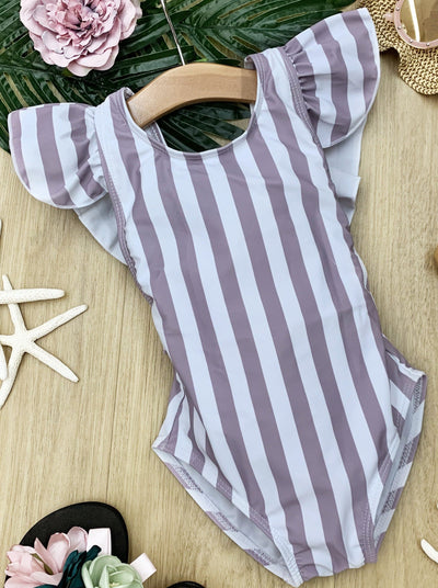 Kids Swimsuits | Little Girls Cap Sleeve Cross Back One Piece Swimsuit