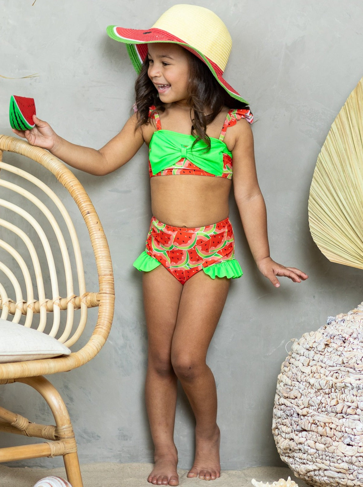 Kids Resort Wear | Little Girls Watermelon Print Two-Piece Swimsuit