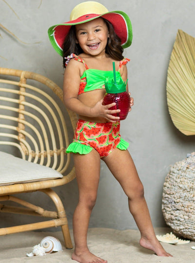 Kids Resort Wear | Little Girls Watermelon Print Two-Piece Swimsuit