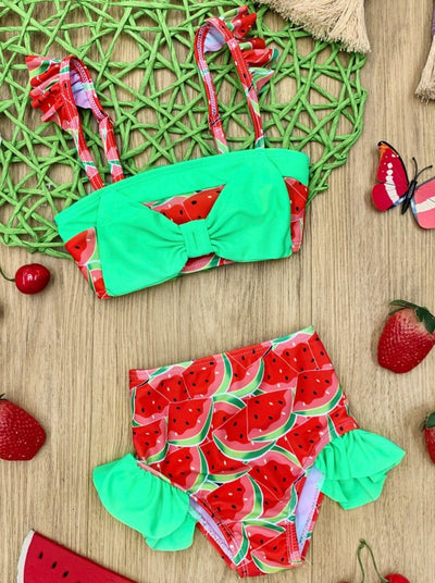 Kids Resort Wear | Little Girls Watermelon Print Two-Piece Swimsuit