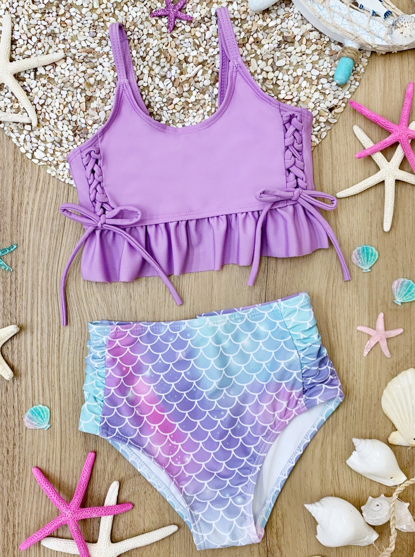 Little Girls Swimwear | Tie Dye Mermaid Two Piece Tankini Swimsuit