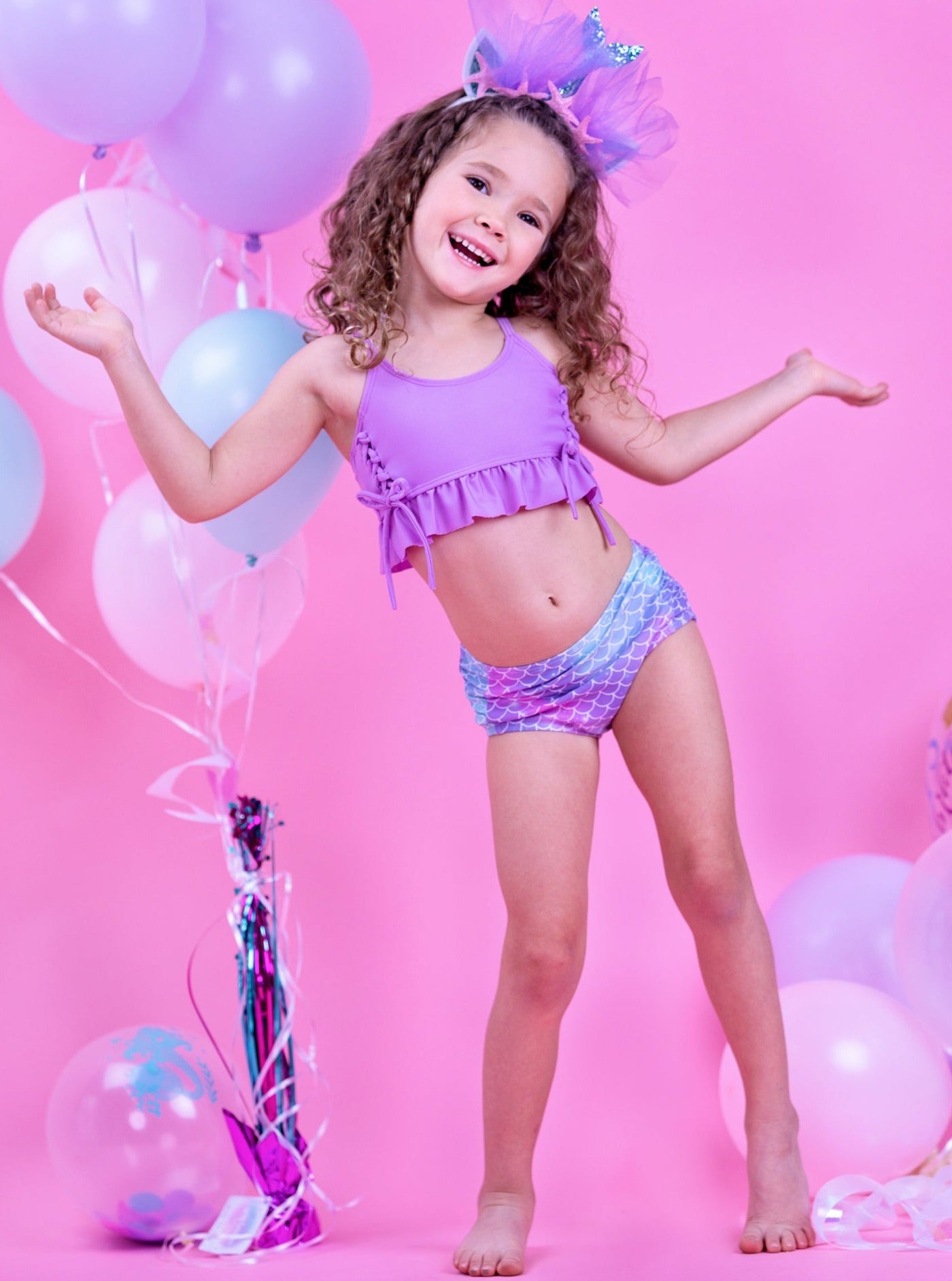 Little Girls Swimwear | Tie Dye Mermaid Two Piece Tankini Swimsuit
