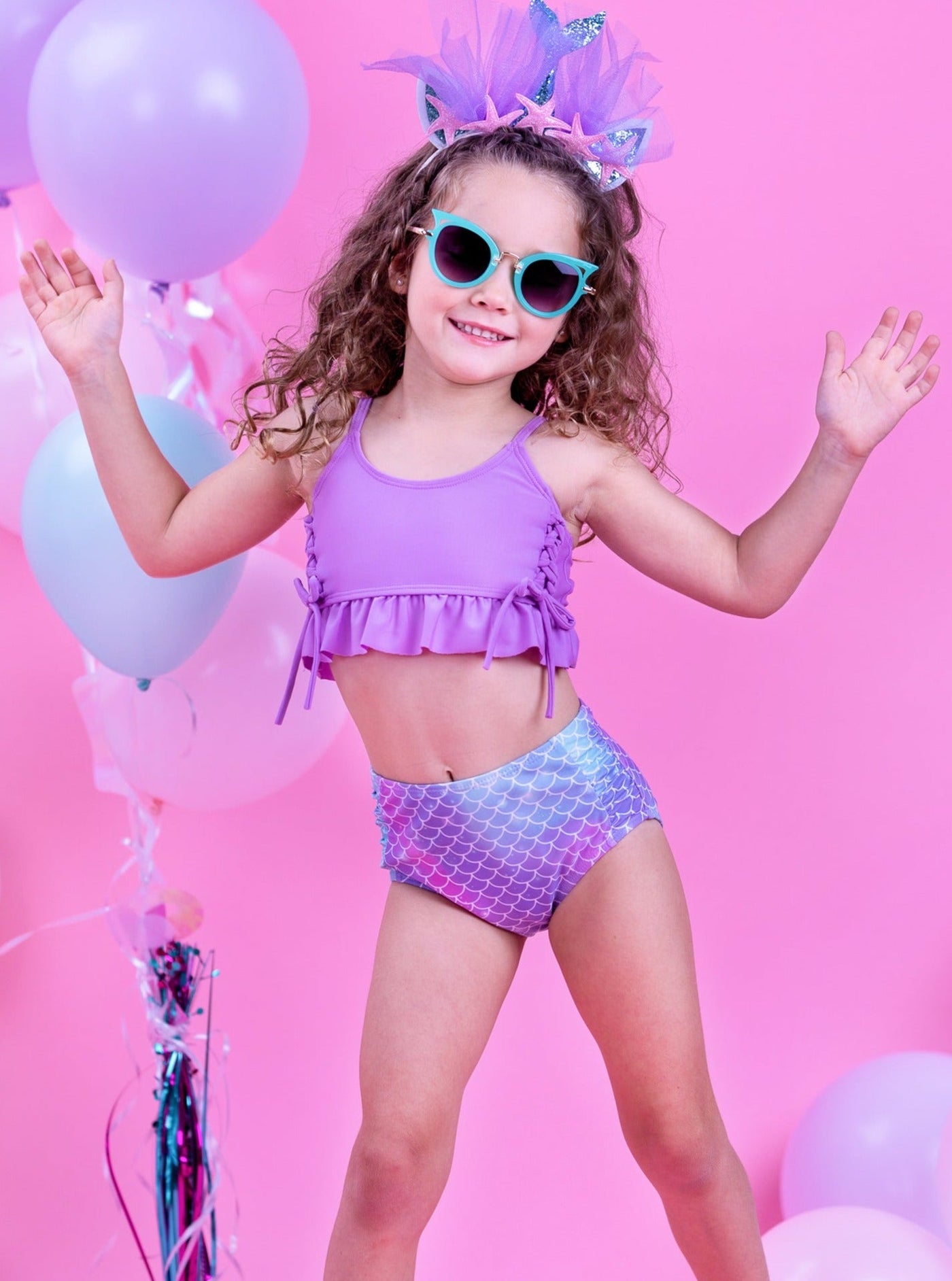 Little Girls Swimwear | Tie Dye Mermaid Two Piece Tankini Swimsuit