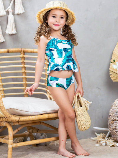 Toddlers Swimsuits | Girls Palm Tree Print Tankini Two Piece Swimsuit