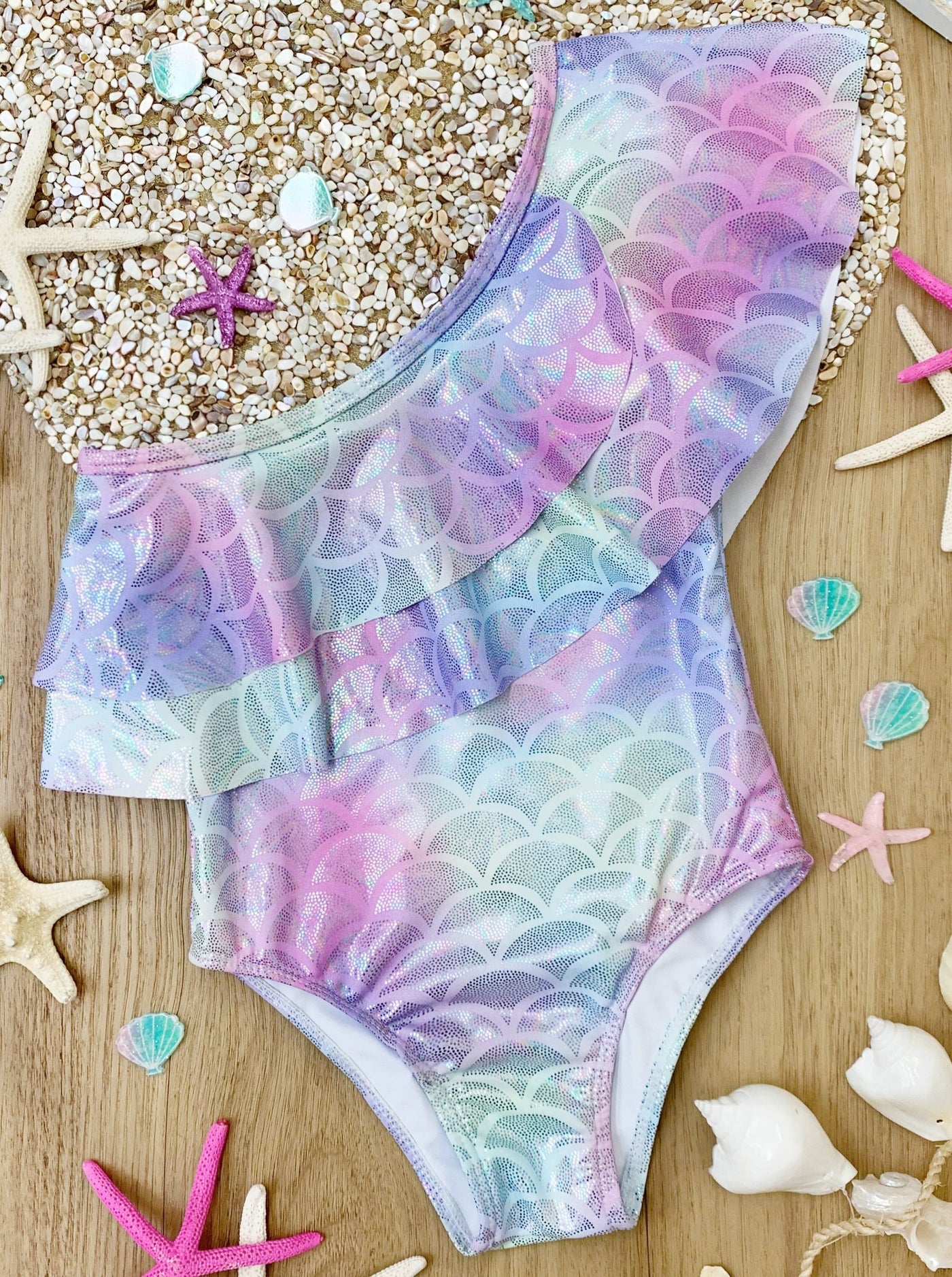 Toddlers Mermaid Swimsuits | Mermaid One Shoulder One Piece Swimsuit