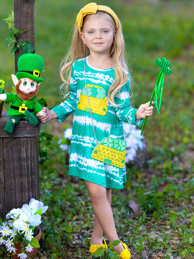 St. Patrick's Day Clothes | Tie-Dye Dress, Knee Socks & Purse Set