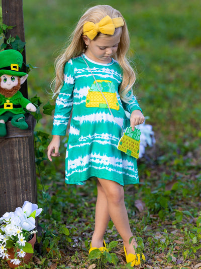 St. Patrick's Day Clothes | Tie-Dye Dress, Knee Socks & Purse Set