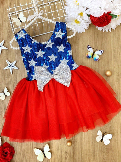 Girls 4th of July Dresses | Sleeveless Star Sequin Bodice Tutu Dress