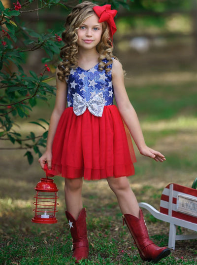 Girls 4th of July Dresses | Sleeveless Star Sequin Bodice Tutu Dress