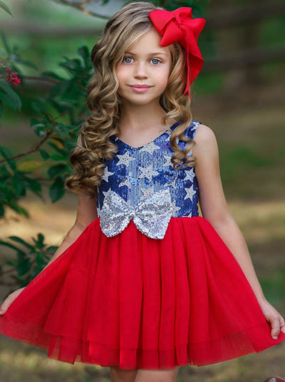 Girls 4th of July Dresses | Sleeveless Star Sequin Bodice Tutu Dress