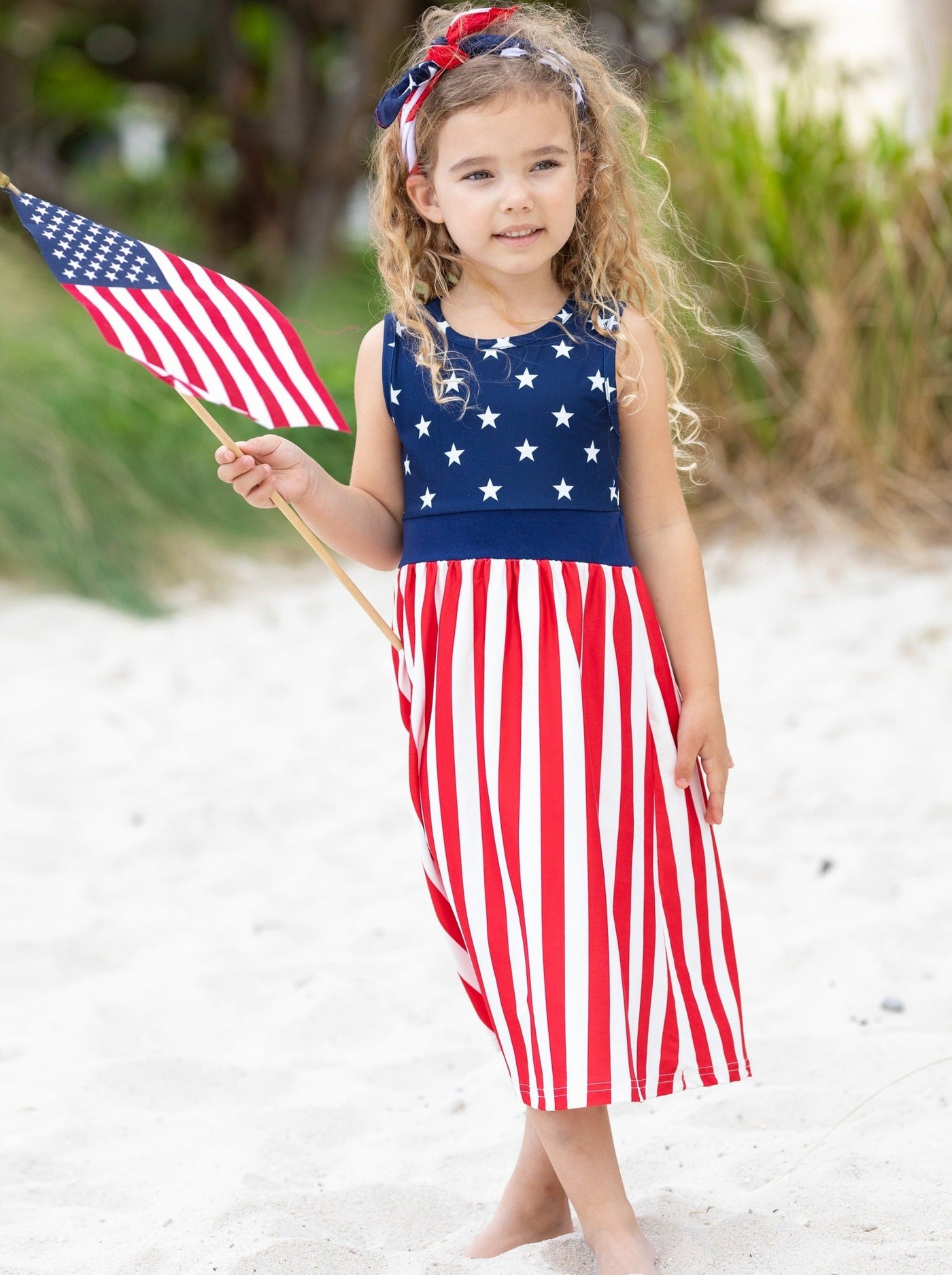 Mommy & Me 4th Of July Dresses | Sleeveless US Flag Maxi Sundress