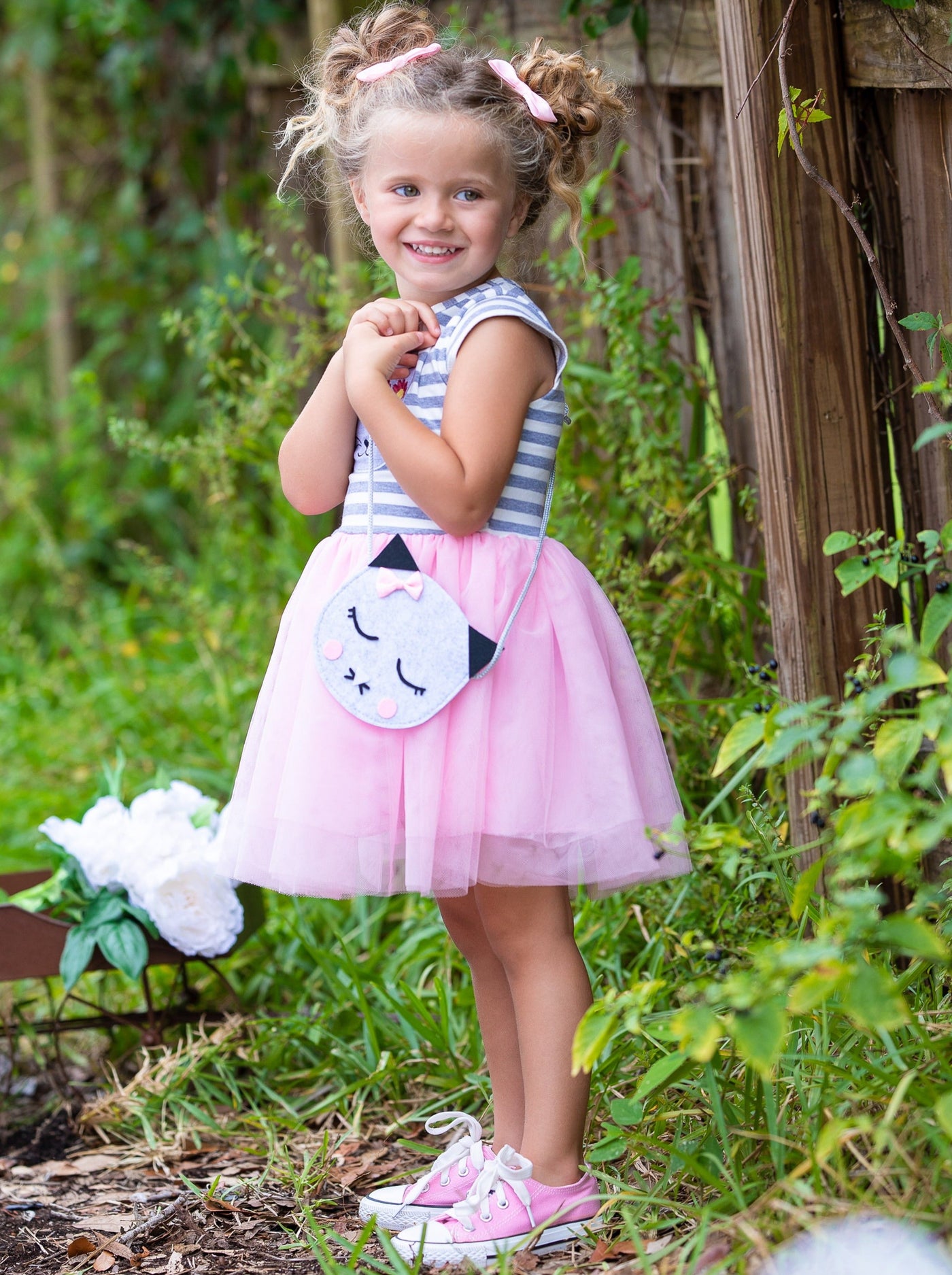  Toddler Spring Dresses | Girls Kitten Applique Tutu Dress & Purse Set