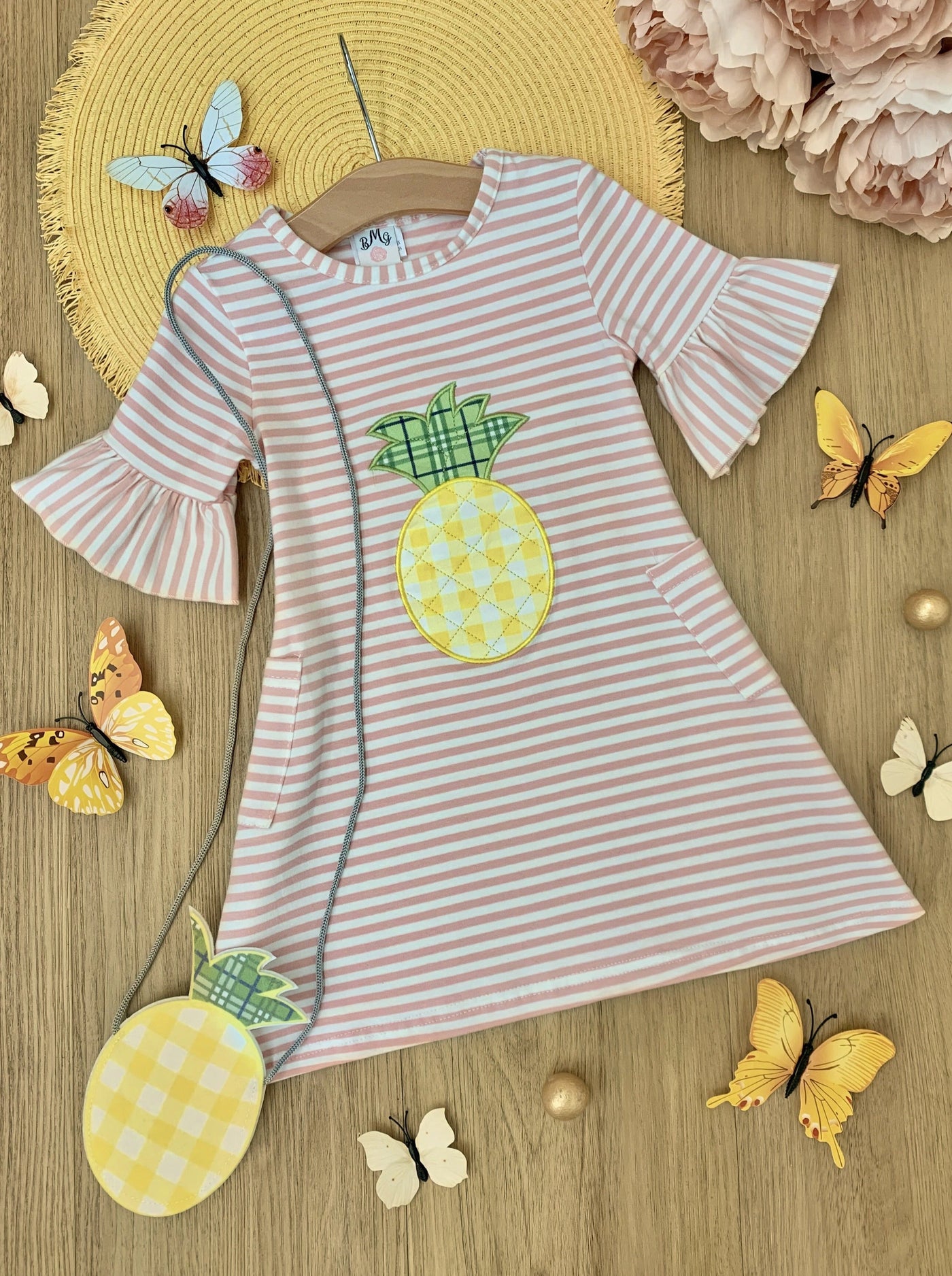 Resort Girls Outfits | Toddler Pineapple Dress & Matching Purse Set