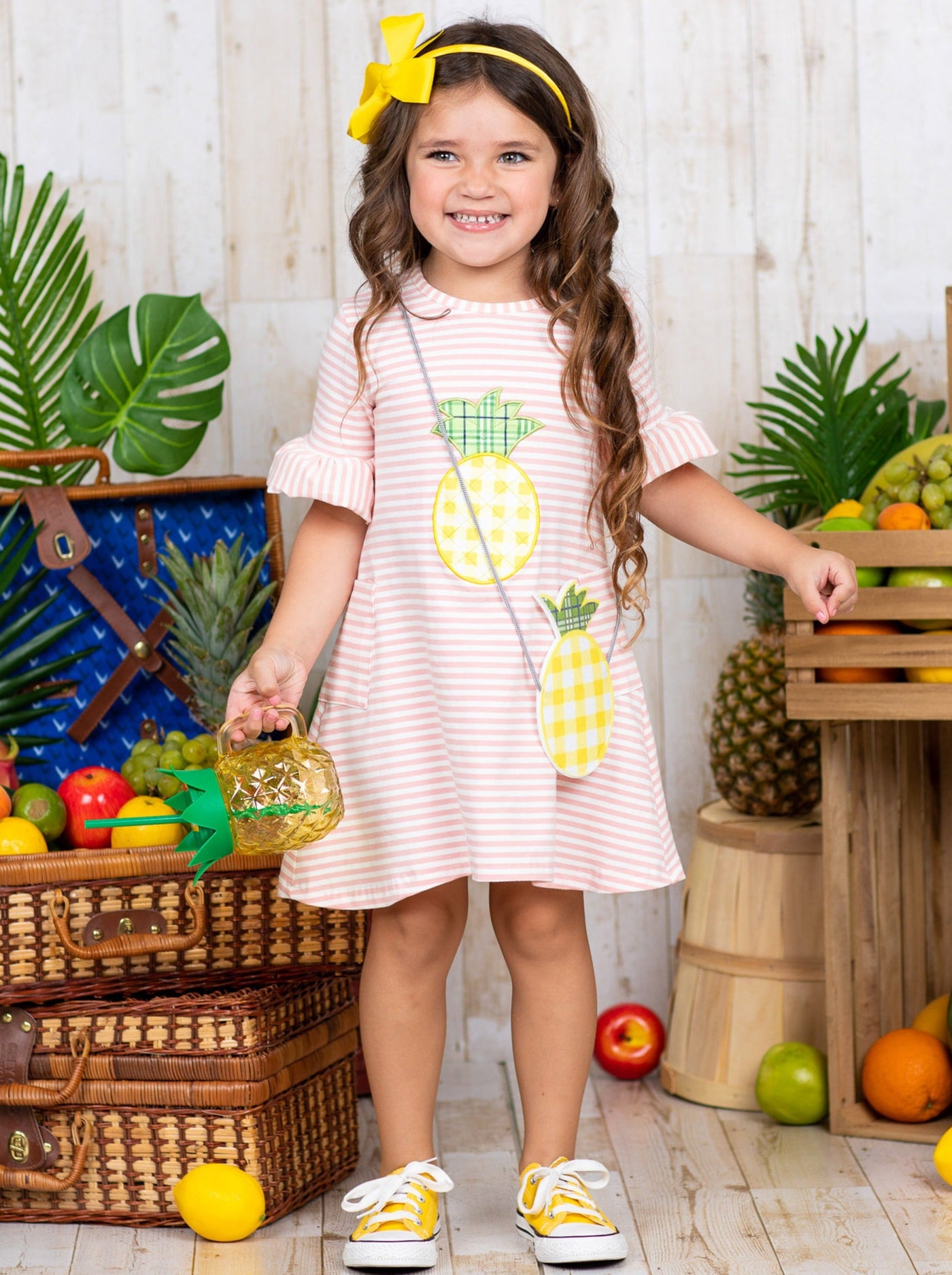 Resort Girls Outfits | Toddler Pineapple Dress & Matching Purse Set
