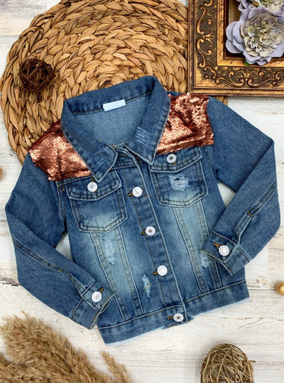 Girls Sequin Long Sleeve Denim Jacket 2T-10Y