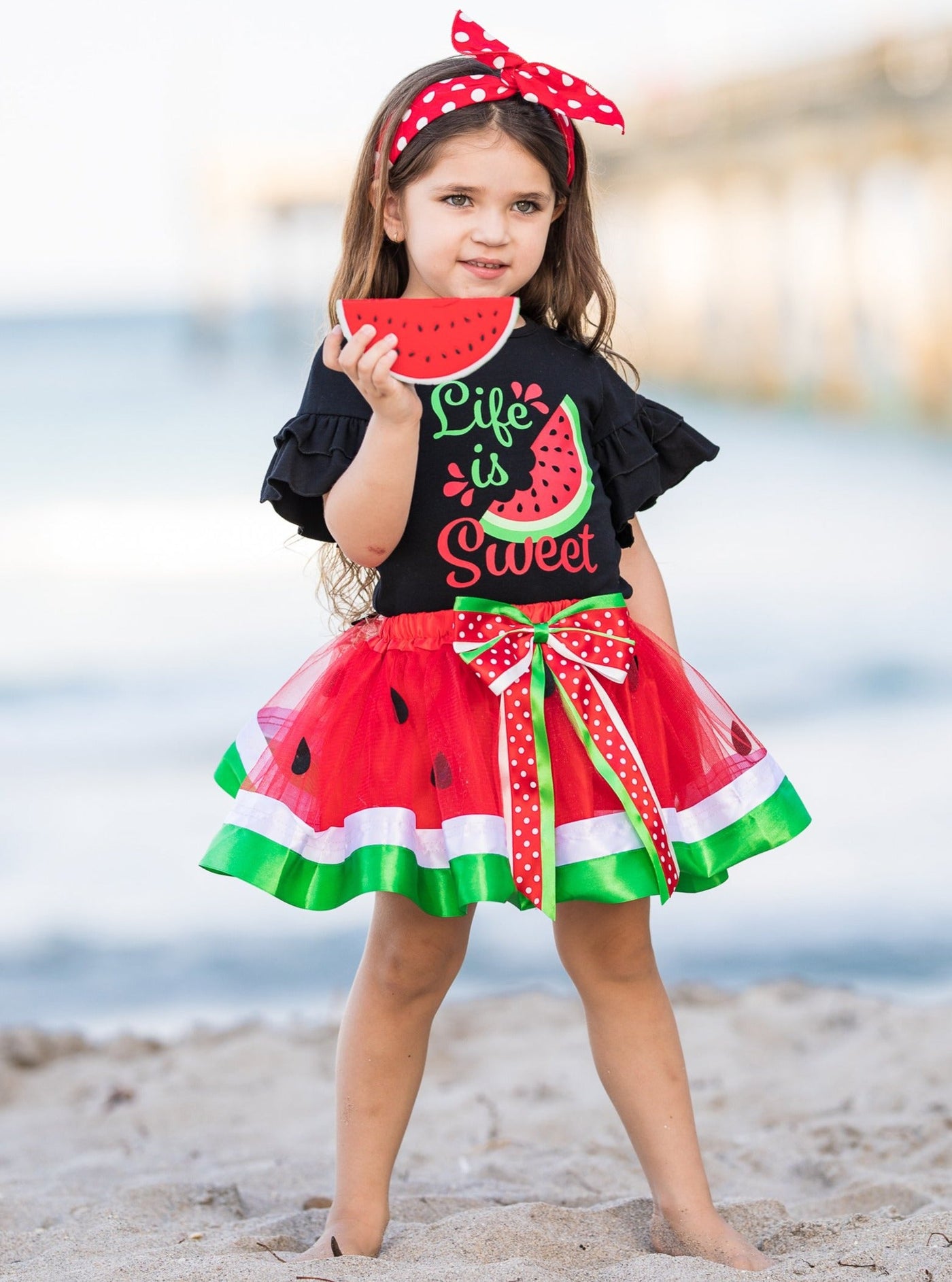 Girls Spring Outfits | Life is Sweet Tee & Watermelon Tutu Skirt Set 