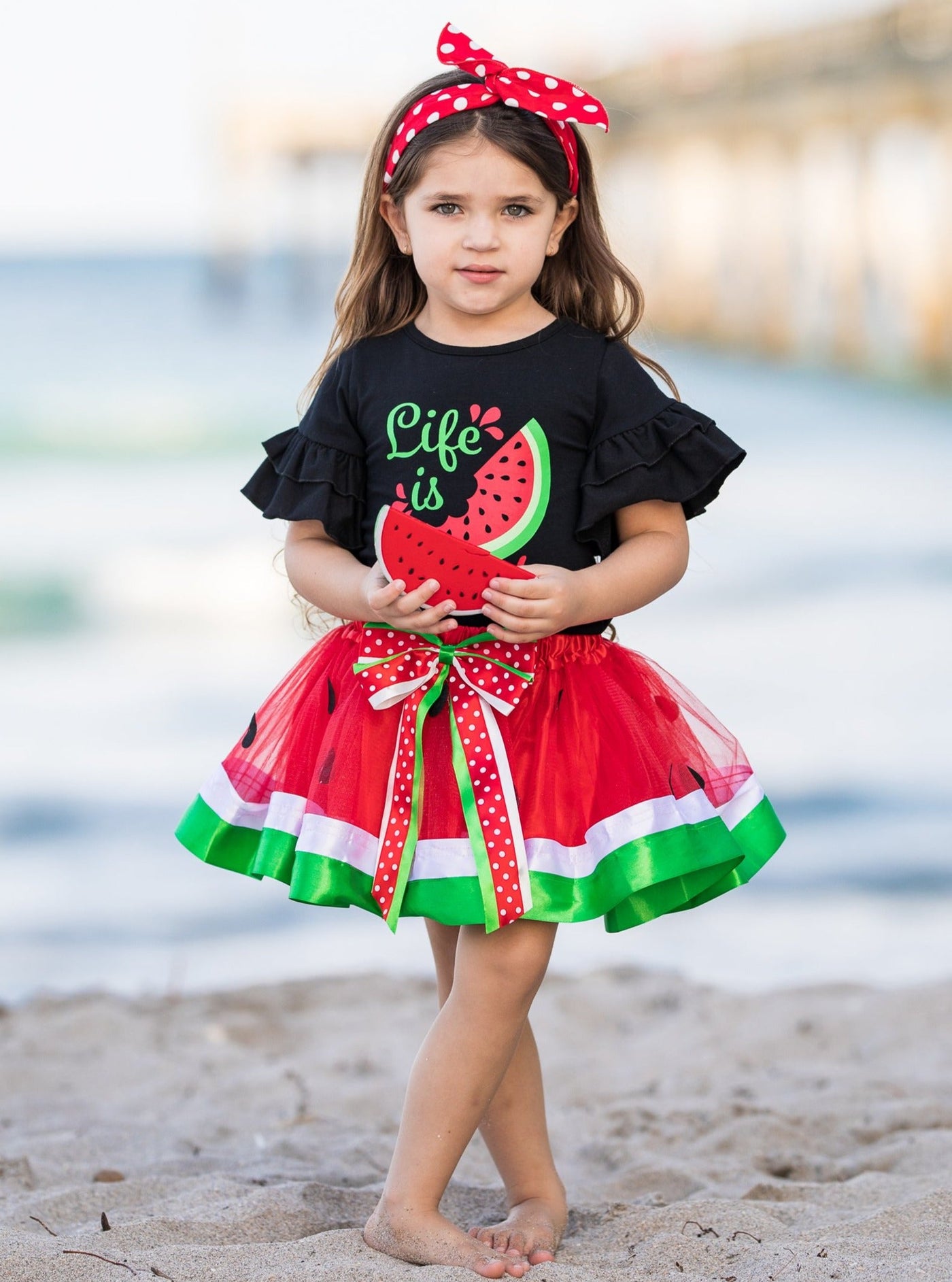 Girls Spring Outfits | Life is Sweet Tee & Watermelon Tutu Skirt Set 