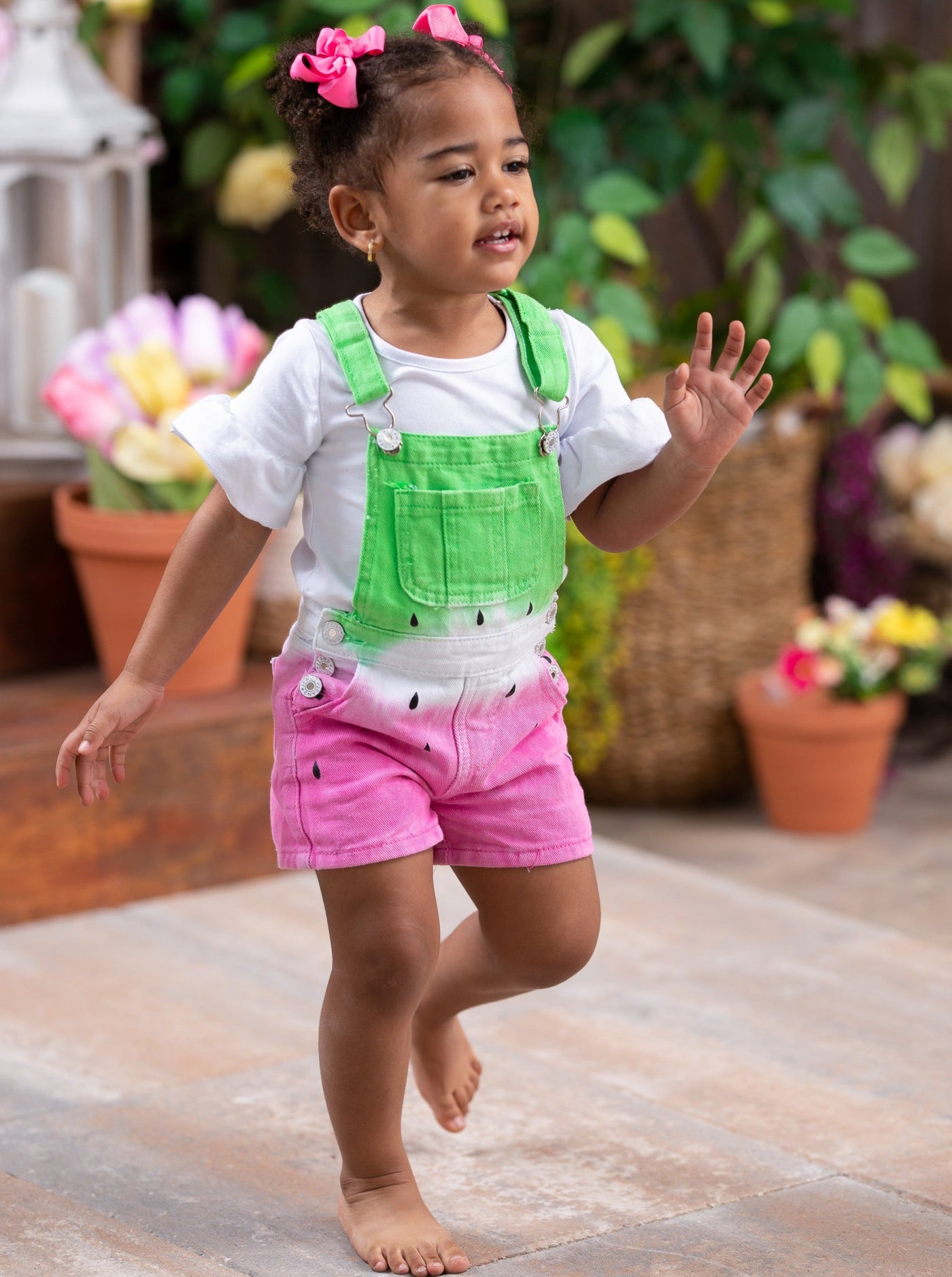 Girls Cute Outifts┃Watermelon Denim Overall Short Set┃Mia Belle Girls
