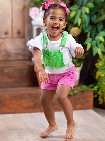 Girls Cute Outifts┃Watermelon Denim Overall Short Set┃Mia Belle Girls