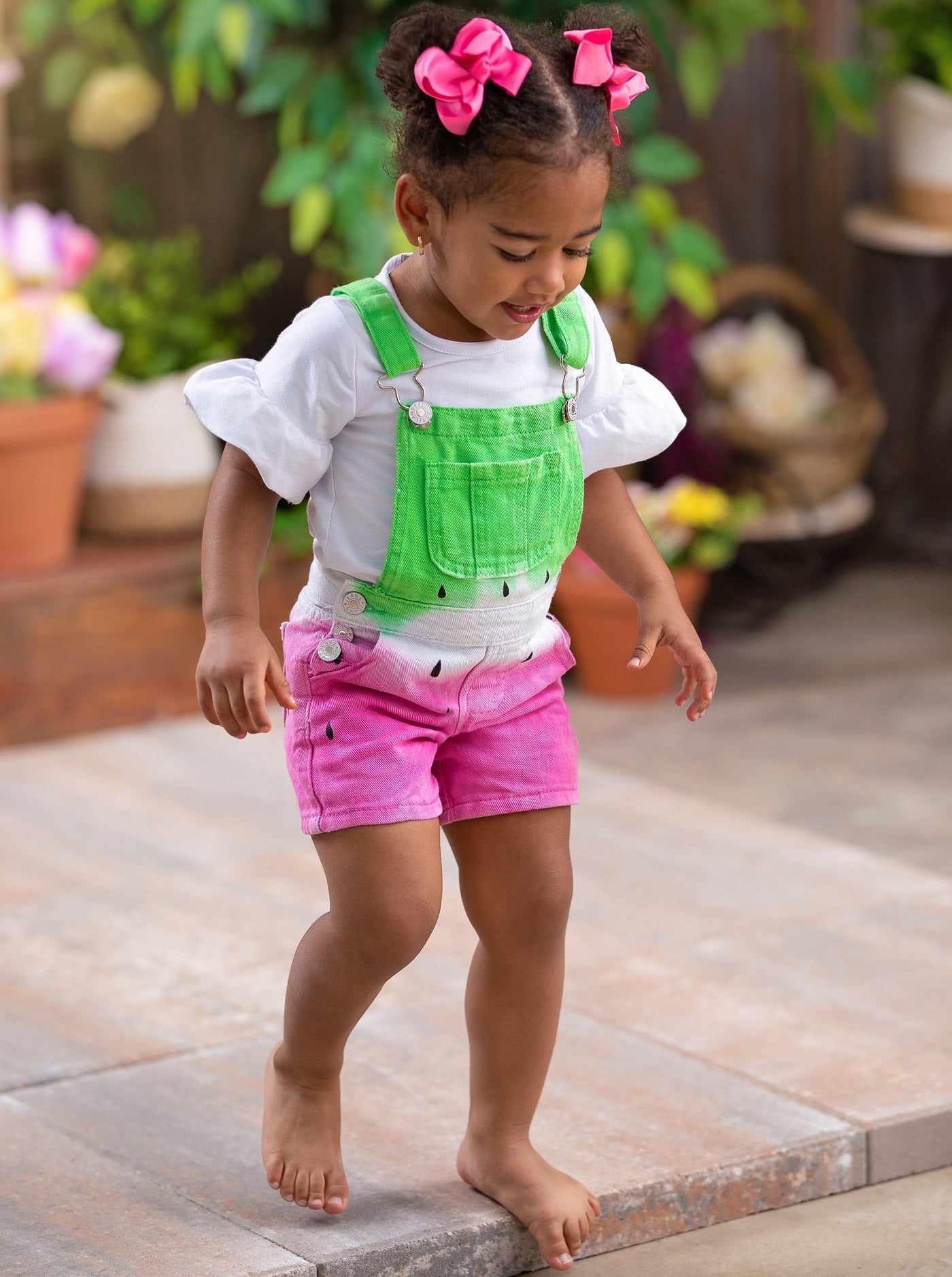 Girls Cute Outifts┃Watermelon Denim Overall Short Set┃Mia Belle Girls