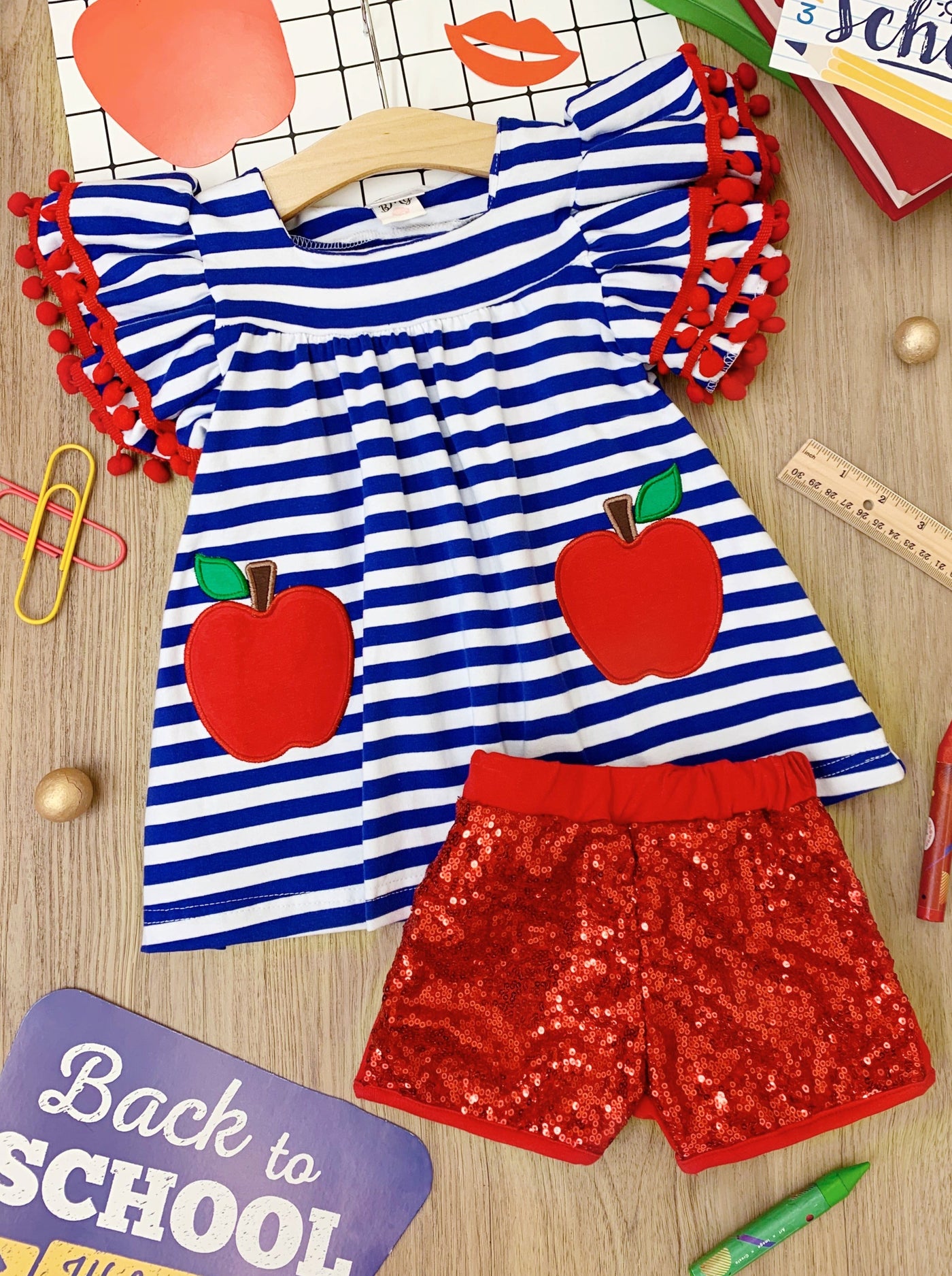 Girls First Day Of School Clothes | Sequin Short Set | Mia Belle Girls