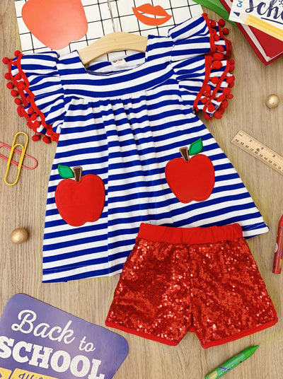 Girls First Day Of School Clothes | Sequin Short Set | Mia Belle Girls