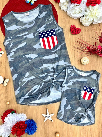 Mommy & Me Tank Tops | 4th of July Camo Tops | Mia Belle Girls
