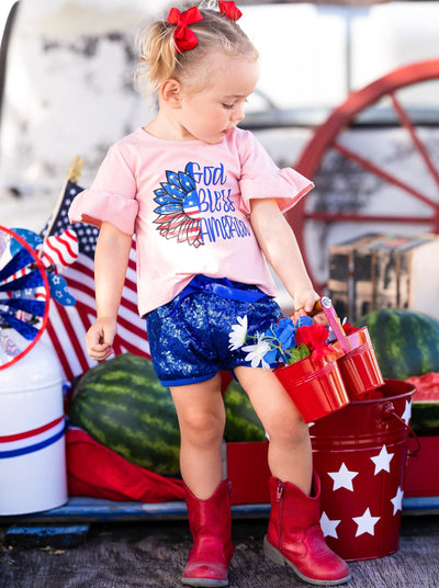 God Bless America Top and Sequin Shorts Set